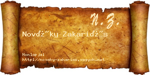 Nováky Zakariás névjegykártya